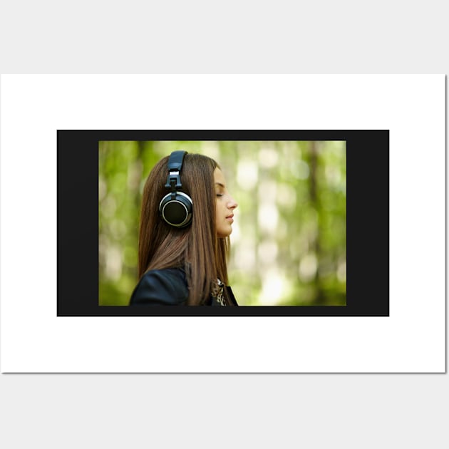 Girl listening music outdoor Wall Art by naturalis